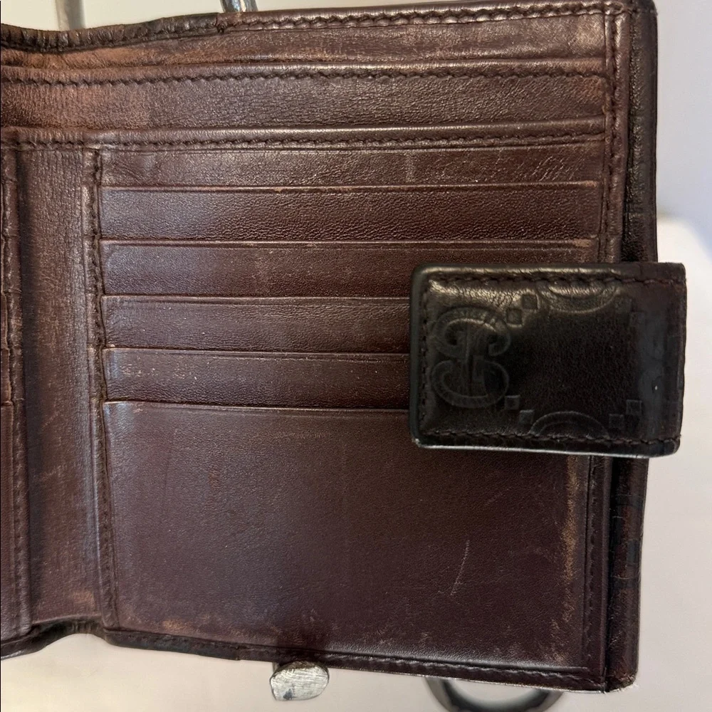 Gucci GG Embossed Leather Bifold Wallet Brown Vintage